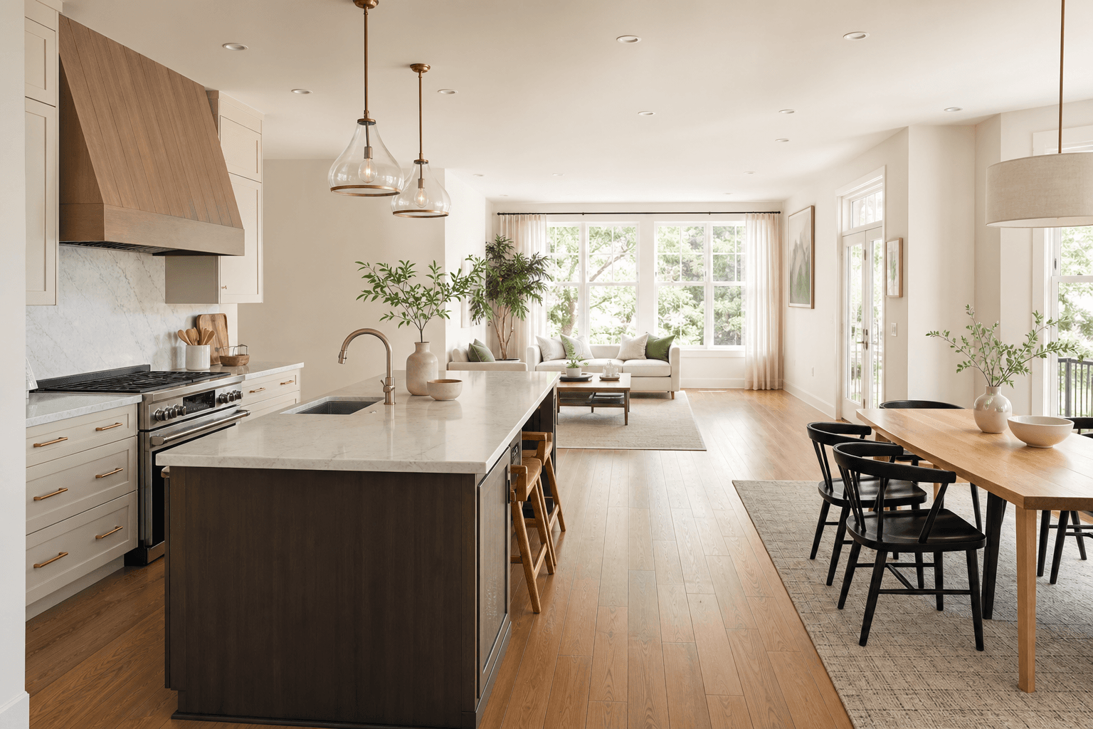 Bright family kitchen and living space